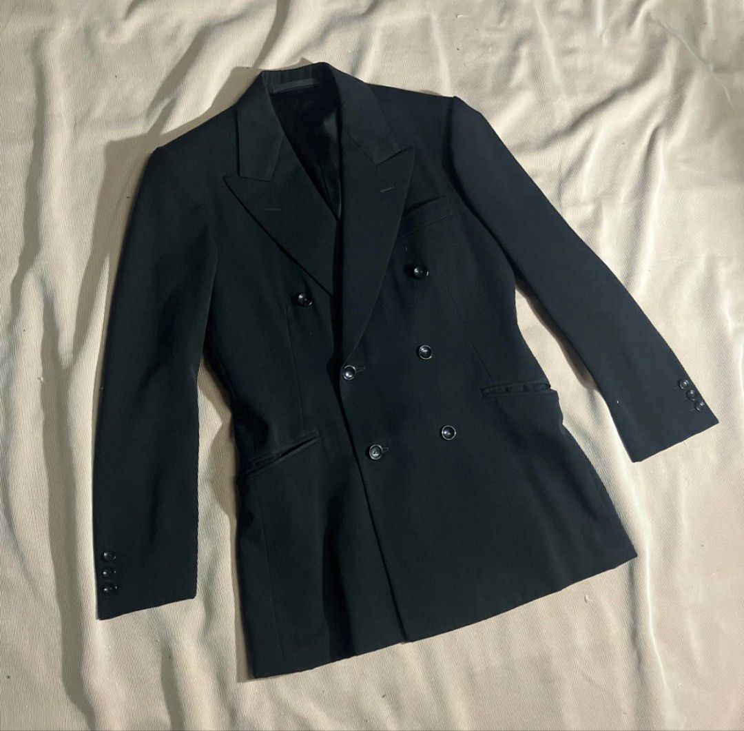 Custom Double Breasted Suit Set (rush sell) (Category: Sets & Coordinates) located in Calamba. Submitted by 0pium.12 (Listing ID 1443567607, Image 3). Description: RUSH Authentic Vintage Japanese Bespoke (Custom Hand-Tailored) 2-Piece Suit Tailoring Origin: Custom-made by Tailor Imaizumi, an elite traditional Japanese sartorial house. Material: Premium 100% Nishikawa All New Wool (high-grade, highly resilient pure virgin wool sourced from the wor
