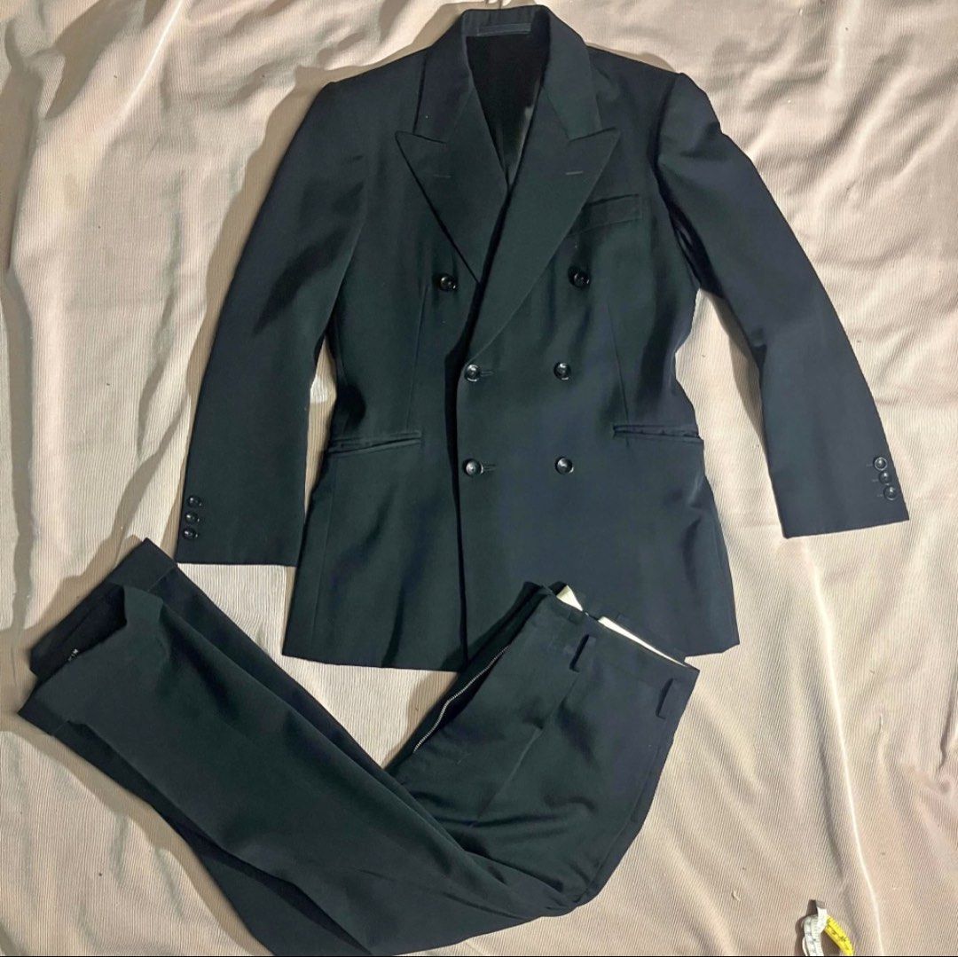 Custom Double Breasted Suit Set (rush sell) (Category: Sets & Coordinates) located in Calamba. Submitted by 0pium.12 (Listing ID 1443567607, Image 1). Description: RUSH Authentic Vintage Japanese Bespoke (Custom Hand-Tailored) 2-Piece Suit Tailoring Origin: Custom-made by Tailor Imaizumi, an elite traditional Japanese sartorial house. Material: Premium 100% Nishikawa All New Wool (high-grade, highly resilient pure virgin wool sourced from the wor