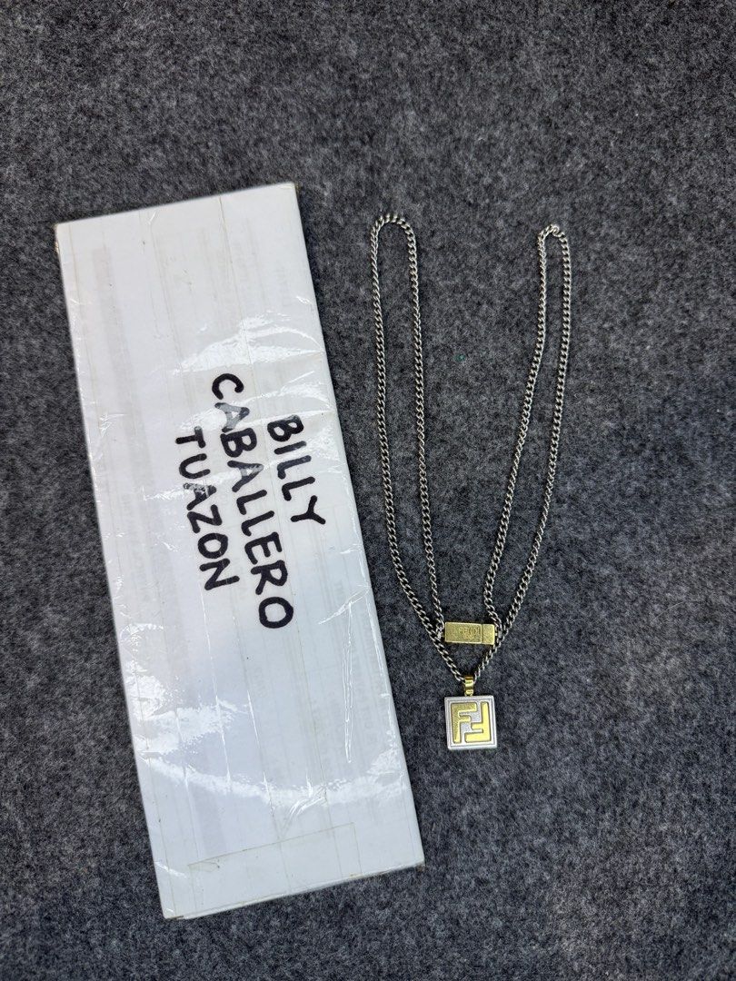 FENDI FF LOGO NECKLACE (Category: Luxury Accessories) located in Taguig. Submitted by billsanity (Listing ID 1443595612, Image 2). Description: ⚠️ READ THE DESCRIPTION AND CHECK ALL PICS BEFORE INQUIRING ⚠️ ⚠️GRAB IT BEFORE IT’S GONE⚠️ ⚠️MINE MO NA BAKA MAUNAHAN KA PA MAGSISI KA PA ⚠️ FENDI FF LOGO NECKLACE 💯💯💯 Money back guaranteed Rank AB Used but in presentable condition Bawal sa maarte! Selling low for PHP 6950 only Slightly negotiable for