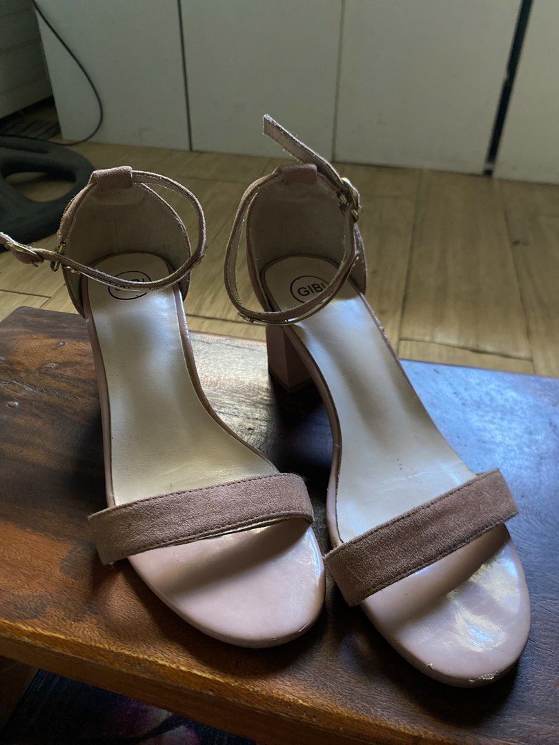 GIBI Pink Suede Ankle Strap Block Heels Size 35 (Category: Heels) located in Vigan. Submitted by miicloset (Listing ID 1443561635, Image 1). Description: - Brand: GIBI - Style: Pink Suede Block Heels - Size: 35 - Features: Ankle strap with buckle closure - Condition: Minor scuffs on heel edges, soles show wear - Note: Still a cute pair for dressing up..