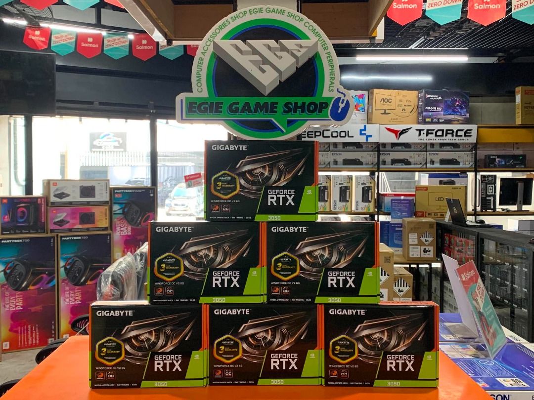 GIGABYTE RTX 3050 WINDFORCE OC V2 (Category: Computer Parts) located in Caloocan City. Submitted by egiegameshop (Listing ID 1443569932, Image 2). Description: - GIGABYTE RTX 3050 WINDFORCE OC V2 - NVIDIA Ampere Architecture - Supports Ray Tracing - Supports DLSS - Ideal for gaming and creative tasks - Get yours now, limited availability! 𝐄𝐆𝐈𝐄 𝐆𝐀𝐌𝐄 𝐒𝐇𝐎𝐏 – Your One-Stop Computer Store & PC Build Hub! 09158949684 vberNumber or txt 📍 Di