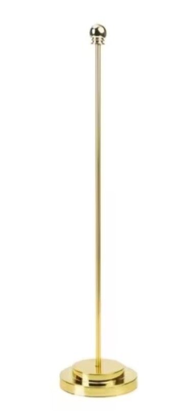 Gold Desk Flag Stand with Round Base (Category: Tables & Sets) located in Quezon City. Submitted by LgbtMerch (Listing ID 1443646967, Image 1). Description: - Elegant gold desk flag stand - Sturdy round base for stability - Slender pole with decorative top ball - Ideal for displaying small flags on desks or tables - Classic and simple design.