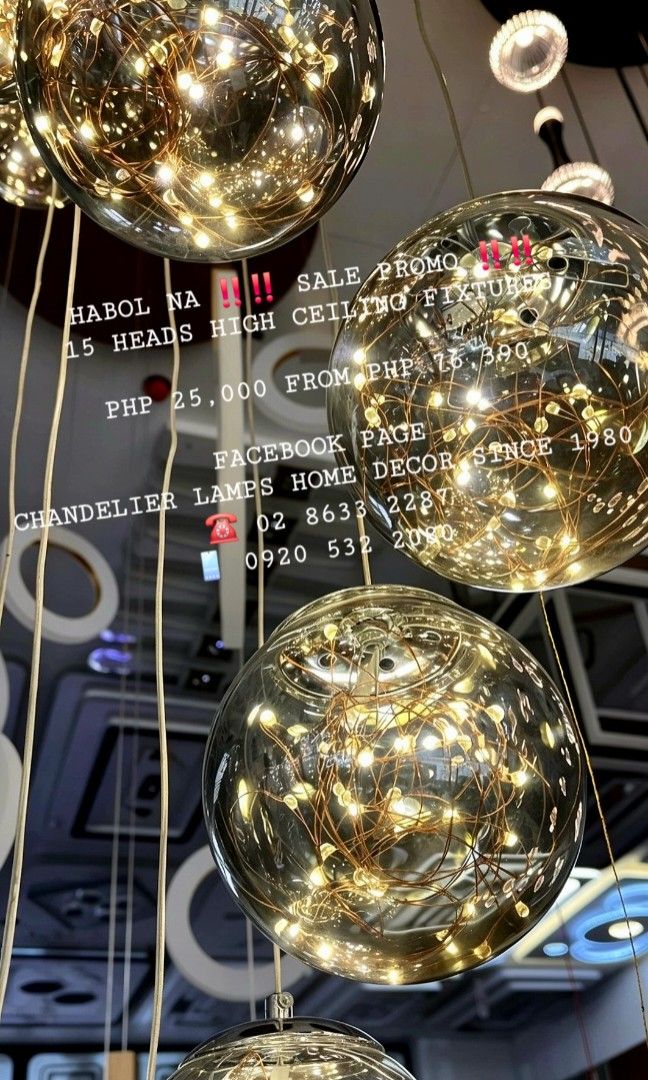 High ceiling modern lamp chandelier (Category: Lighting) located in Manila. Submitted by aranyailawan (Listing ID 1443632130, Image 3). Description: 🪬🧿 COLLECTING ORDERS🧿🪬 SAME DAY DELIVERY SHIPPING We're now open to serve you DESIGN ORDER NAME ADDRESS LANDMARK CELLPHONE NUMBERC.O.D Metro Manila only W/ delivery fee PAYMENT FIRST Province Area W/ Shipping fee FACEBOOK PAGE Chandelier Lamps Home Decor Since 1980 ☎️ 02 8633 2287 📱0920 532 2080