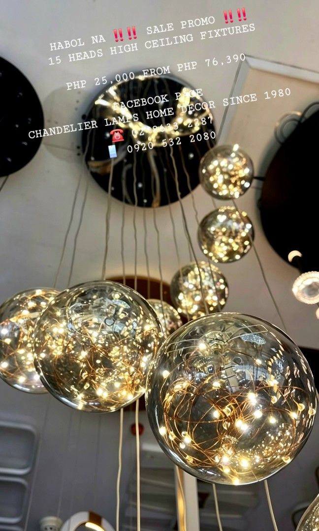 High ceiling modern lamp chandelier (Category: Lighting) located in Manila. Submitted by aranyailawan (Listing ID 1443632130, Image 2). Description: 🪬🧿 COLLECTING ORDERS🧿🪬 SAME DAY DELIVERY SHIPPING We're now open to serve you DESIGN ORDER NAME ADDRESS LANDMARK CELLPHONE NUMBERC.O.D Metro Manila only W/ delivery fee PAYMENT FIRST Province Area W/ Shipping fee FACEBOOK PAGE Chandelier Lamps Home Decor Since 1980 ☎️ 02 8633 2287 📱0920 532 2080