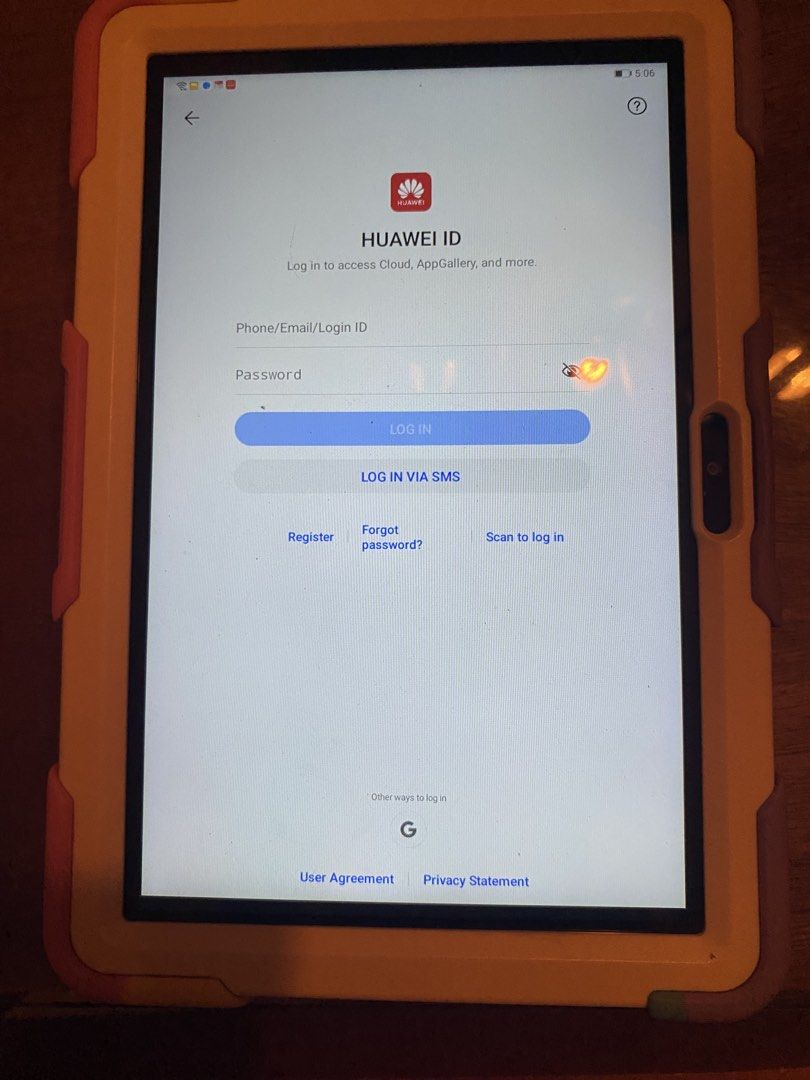 Huawei Matepad T10 (Category: iPad) located in San Pedro. Submitted by chinitagrace21 (Listing ID 1443695328, Image 2). Description: - Huawei Matepad T10 - Includes protective case with stand and ring holder - Pastel color design (pink, yellow, purple) - Ideal for browsing, online classes, and entertainment.