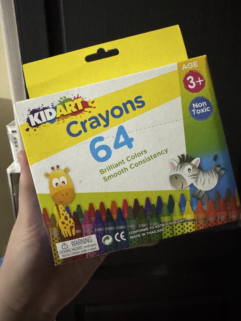 KidArt 64 Brilliant Colors Crayons (Category: Craft Supplies & Tools) located in Mandaluyong City. Submitted by kendykeyn (Listing ID 1443625610, Image 1). Description: - Set of 64 KidArt crayons - Brilliant and vibrant colors - Smooth coloring consistency - Safe for kids aged 3 and up - Non-toxic formula - Made in Thailand - Ideal for art projects and coloring fun 4sets available.