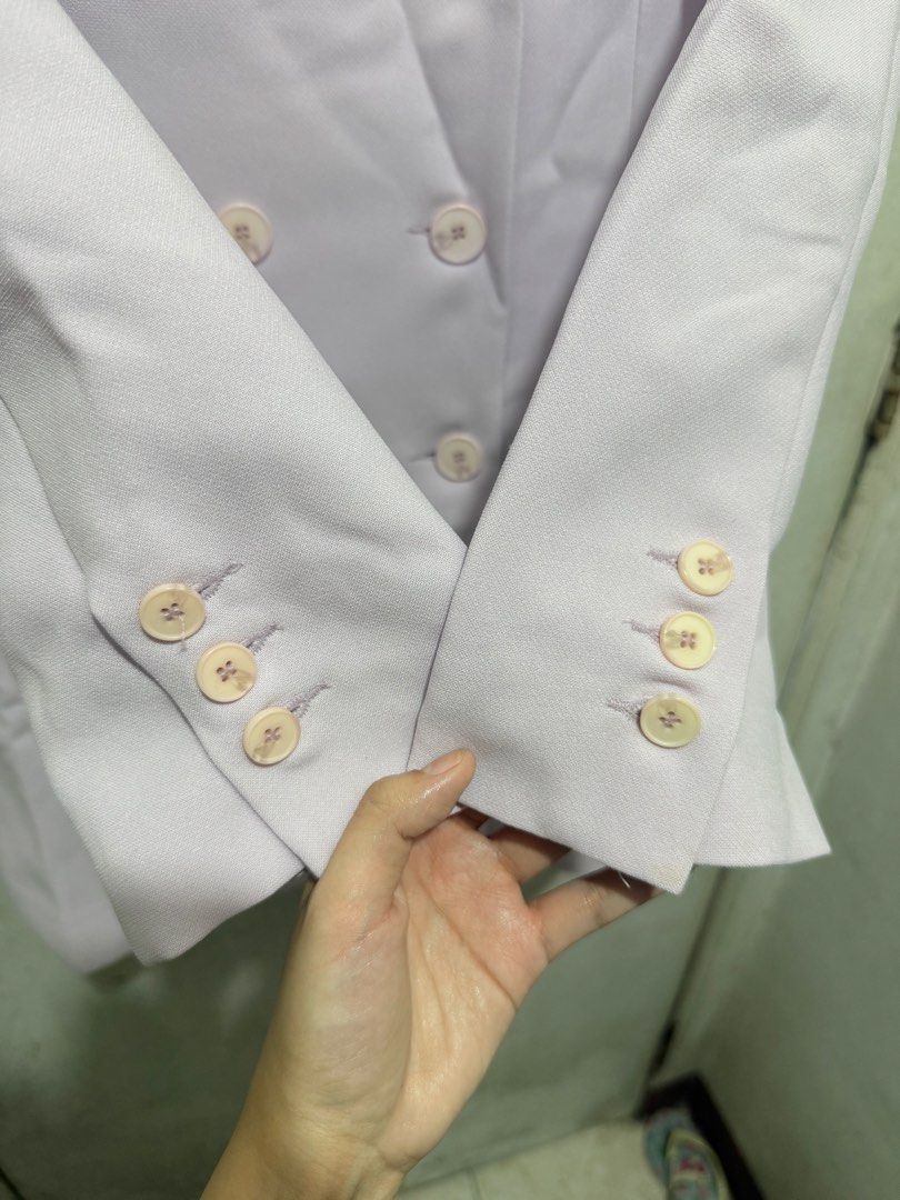 Lilac Purple Double Breasted Blazer Dress (Category: Coats, Jackets and Outerwear) located in Quezon City. Submitted by katrineang (Listing ID 1443661219, Image 3). Description: Best fits med size. Measurements as shown in photos.