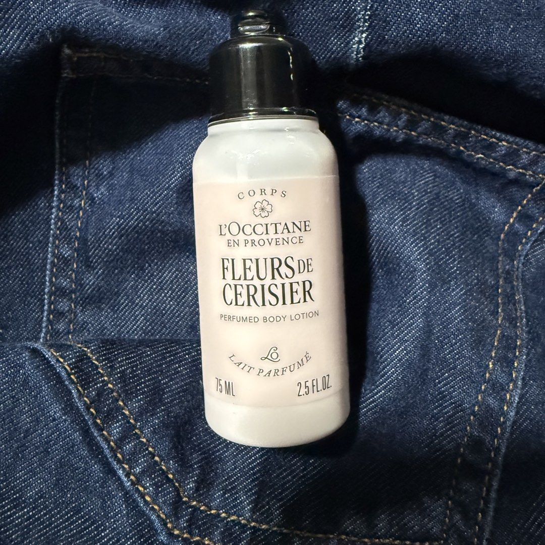L'Occitane Fleurs de Cerisier Perfumed Body Lotion 75ml (Category: Body Care) located in Quezon City. Submitted by jshoppppp (Listing ID 1443610395, Image 1). Description: - L'Occitane Fleurs de Cerisier Body Lotion - Scent: Cherry Blossom - Size: 75ml (Travel Size) No box BPI, BDO or Gcash Delivery fee c/o buyer.