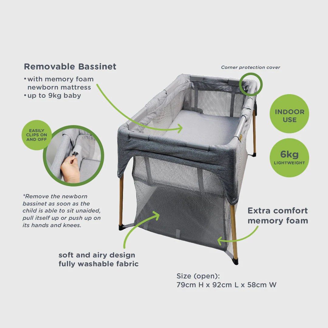 Looping All-In-One Pack and Play (Category: Cots & Cribs) located in Pasig City. Submitted by alloriginal888 (Listing ID 1443500883, Image 3). Description: From co-sleeper to infant crib to toddler crib and playard. Features and Benefits Co-sleeper function, allow parents to co-sleep with their babies safely while providing a secure and independent sleeping space Newborn Bassinet (zip-on) suitable for babies up to 9kg, soft padded Extra Comfort P