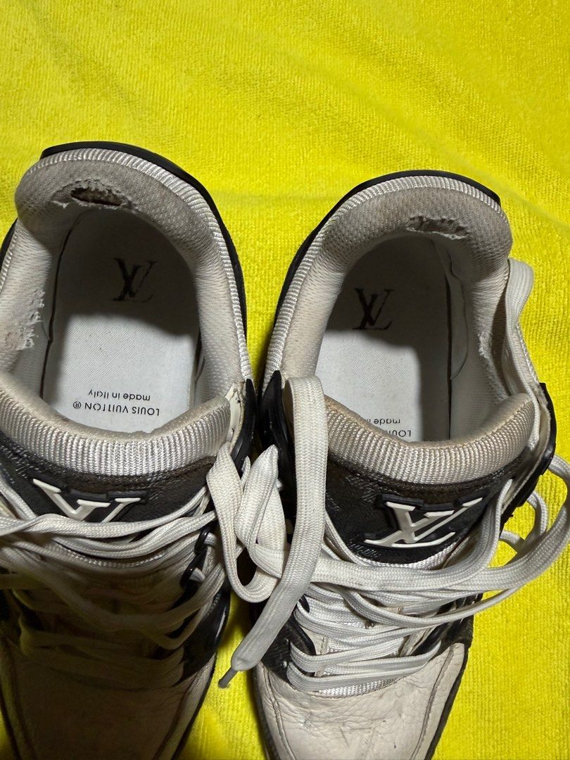 Louis Vuitton LV Trainer "The Original" Sneakers (Category: Sneakers & Footwear) located in Taytay. Submitted by jayezapanta (Listing ID 1443680213, Image 2). Description: - Authentic Louis Vuitton LV Trainer "The Original" sneakers - Color: Black and White - Features iconic LV monogram pattern - Made in Italy EDIT: upon checking on the item it has cracks already beaters condition pls pm for updated photo.
