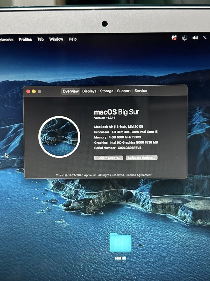 MacBook Air 13-inch 256GB (Mid 2013) (Category: Laptops & Notebooks) located in Antipolo. Submitted by j011111 (Listing ID 1443638241, Image 2). Description: 6k negotiable No issue. Gagamitin nalang all goods pa lahat. Makinis pa With Box, case and charger loc. Antipolo meetups.