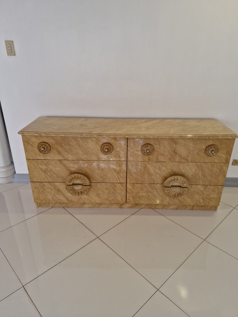 Marble-effect Made in Italy Drawer (Category: Shelves, Cabinets & Racks) located in Quezon City. Submitted by jcycle02 (Listing ID 1443575563, Image 1). Description: MADE IN ITALY - Elegant wooden interior - Beautiful decorative wooden handles - Elegant cabinet with a chic marble effect finish. - Perfect for organizing and decluttering your space. Lenght -70 inches width - 19 inches height - 30.5 inches For pick up only- project 2 quezon city.