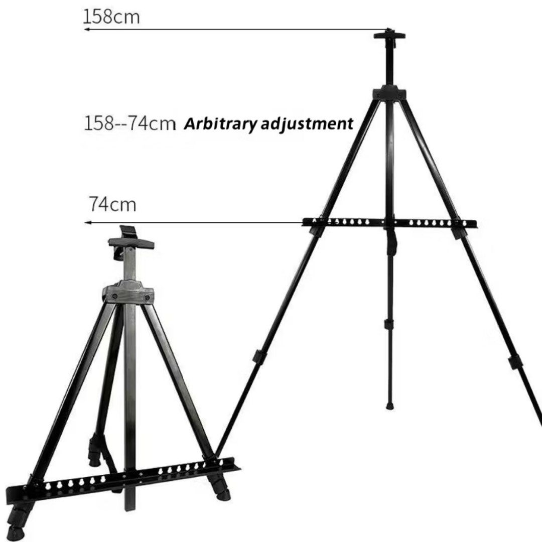 Metal Tripod Easel with Carrying Bag (Category: Tripods & Monopods) located in Quezon City. Submitted by openstorage (Listing ID 1443514464, Image 3). Description: RFS : only bought for a friend’s party, used once only. - Adjustable metal tripod easel - Height adjustable from 74cm to 158cm - Features lifting clamp head and spindle clamp switch - Adjustable foot mats for non-slip traction - Includes a portable carrying bag - Ideal for artists on t