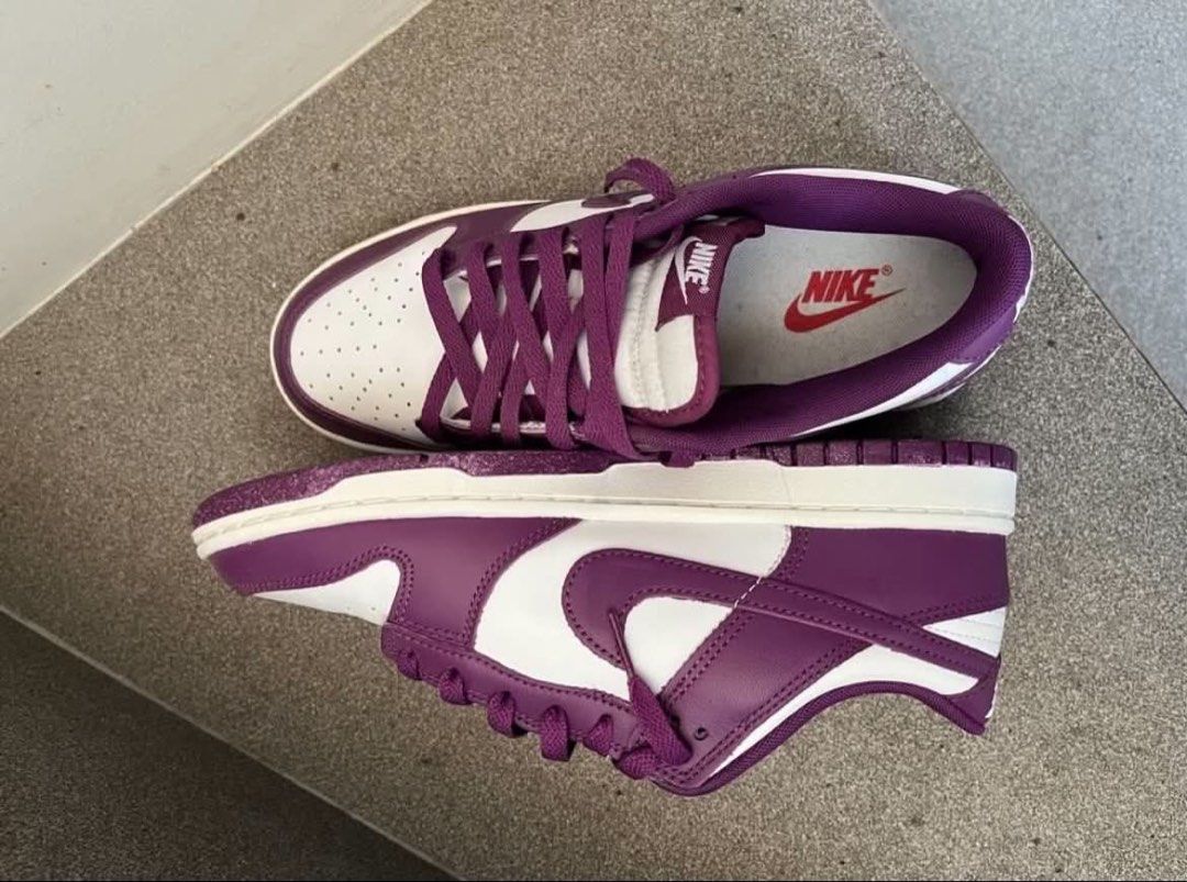 Nike Dunk Low Purple White (Category: Sneakers) located in Manila. Submitted by luisalfo17 (Listing ID 1443508877, Image 2). Description: - Authentic Nike Dunk Lows - Striking purple and white colorway - Matching purple laces - Red Nike logo on insole - Ideal for casual wear - Feel free to ask any questions! -without box.