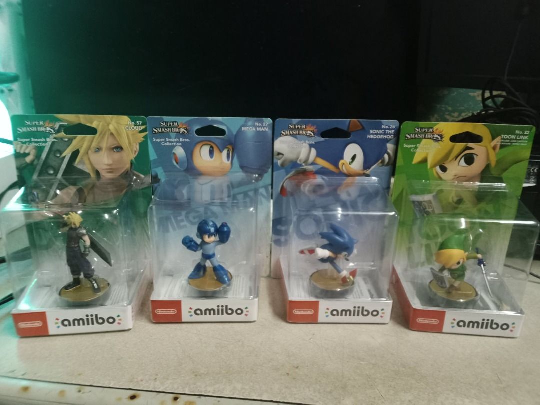 Nintendo Amiibo Figures - Cloud, Mega Man, Sonic, Link (Category: Figurines & Statues) located in Manila. Submitted by giancarlod23627 (Listing ID 1443513721, Image 1). Description: - Cloud (Final Fantasy) (SOLD) - Mega Man - Sonic the Hedgehog - Toon Link - All figures are brand new and in original packaging - Ideal for Nintendo fans and collectors 900 each sealed Manila area Lalamove Grab.