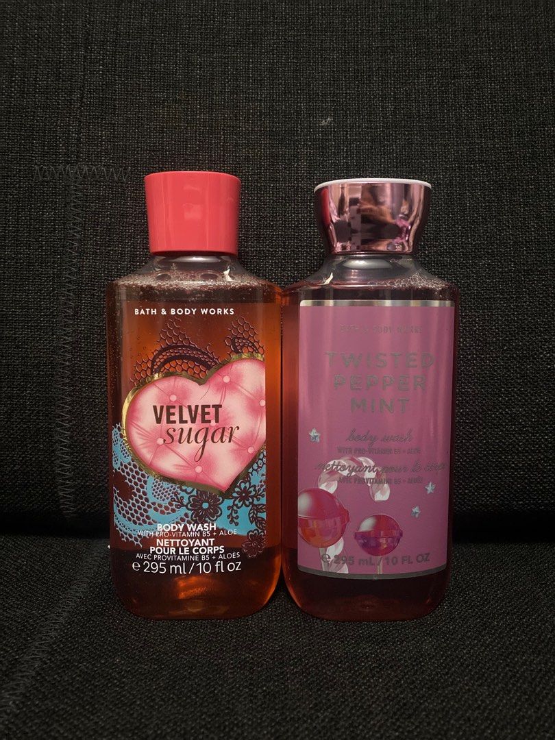 💯OG Bath & Body (Category: Bath) located in Manila. Submitted by s.itemseller (Listing ID 1443652112, Image 2). Description: Bath & Body Works Fragrance Velvet Sugar & Twisted Peppermint Body Wash - 480 each Twisted Peppermint Fragrance Mist - 550 each Treat yourself or gift someone special with this lovely Bath & Body Works with sweet and festive scents! Includes: 1 × Velvet Sugar Body Wash (10 fl oz / 295 mL) 2 × Twisted Peppermint Fine Fragra