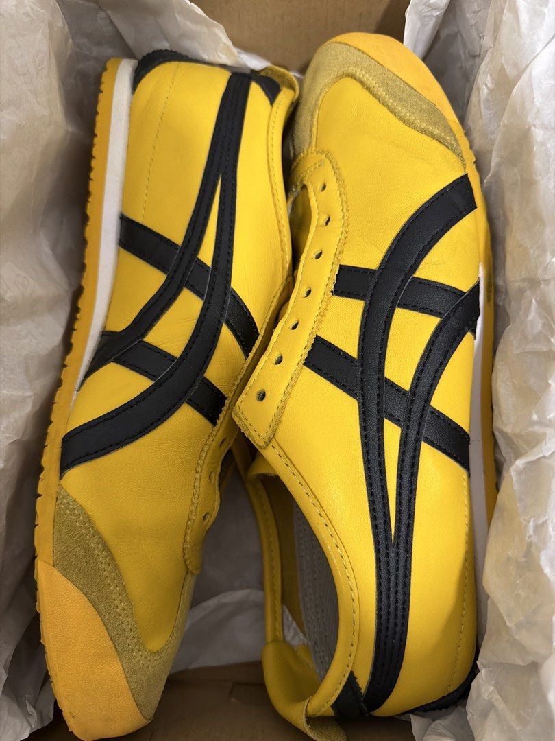Onitsuka Tiger Mexico 66 Yellow Black Sneakers (Category: Sneakers) located in Singapore. Submitted by ryotajjj (Listing ID 1443664466, Image 2). Description: - Classic Onitsuka Tiger Mexico 66 - Color: Yellow with Black Stripes - Size: US Men's 9 / EUR 42.5 /Length 27cm - Includes Original Box - Ideal for Casual Wear Condition: 9/10 , bought from sg local outlet , size a bit big for me .