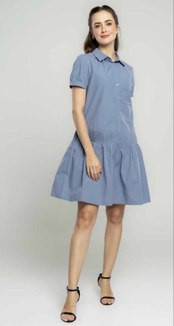 PAPERDOLLS Blue Collared Button-Up Tiered Dress Size S (Category: Dresses) located in Lemery. Submitted by lovedbyeli (Listing ID 1443509839, Image 1). Description: Used once for like 2 hrs. Size small on tag. SF c/o buyer.