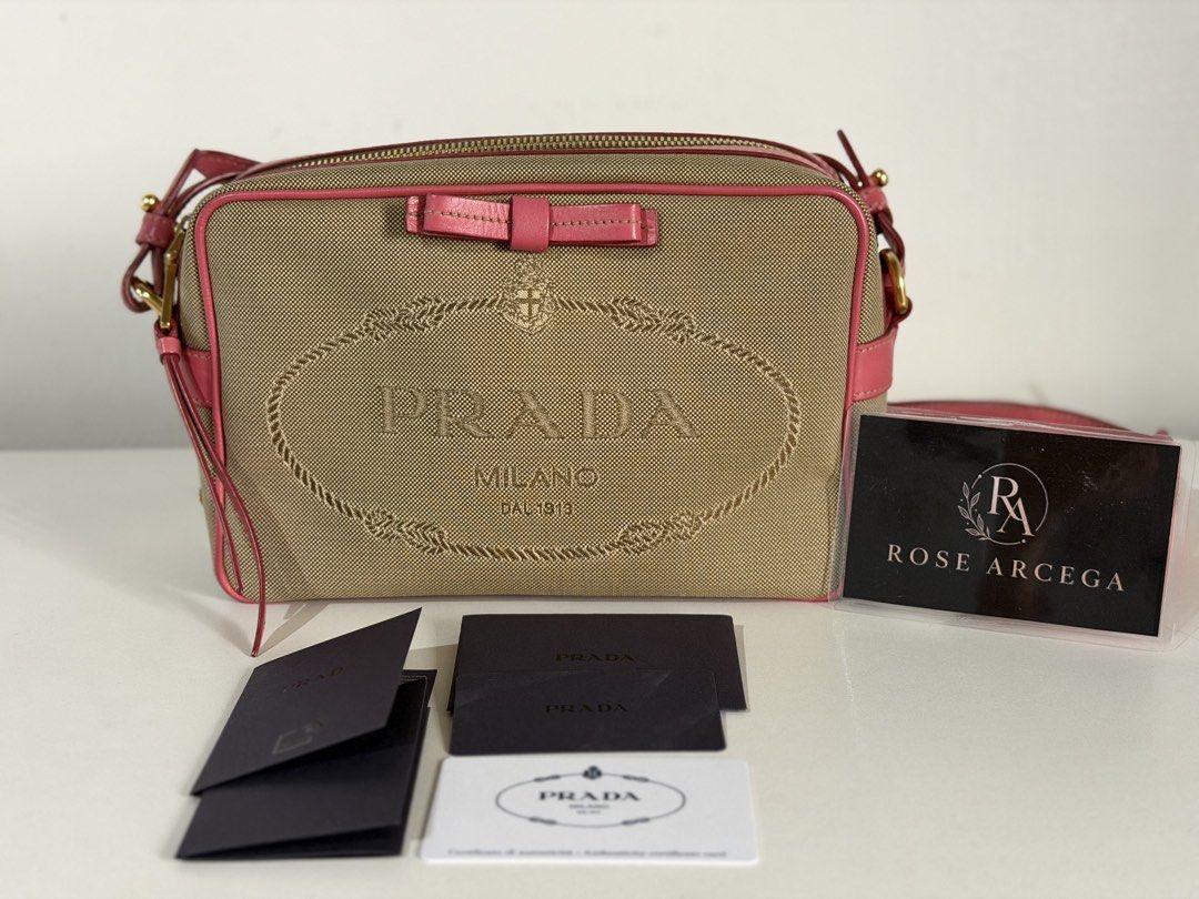 Prada Jacquard Crossbody (Category: Luxury Bags & Wallets) located in Baliuag. Submitted by rosearcega (Listing ID 1443701056, Image 1). Description: PRADA Jacquard Crossbody Corda Peonia Pre-owned, excellent condition Carefully maintained Complete photos and details available upon request For serious buyers only. Send a message for inquiries. 🤍.