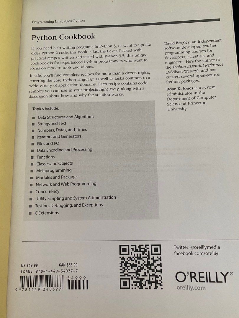 Python Cookbook 3rd edition (Category: Textbooks) located in Singapore. Submitted by jayjayjayjayfighting (Listing ID 1443515867, Image 1). Description: Python Cookbook 3rd edition .