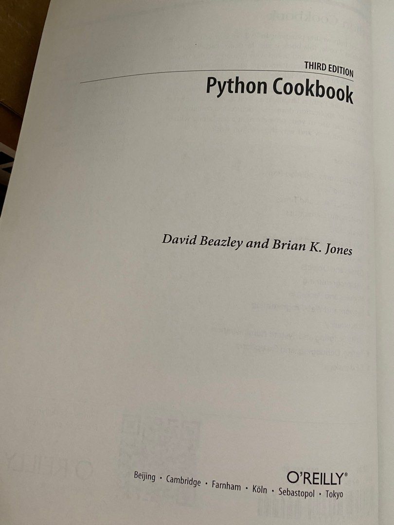 Python Cookbook 3rd edition (Category: Textbooks) located in Singapore. Submitted by jayjayjayjayfighting (Listing ID 1443515867, Image 2). Description: Python Cookbook 3rd edition .