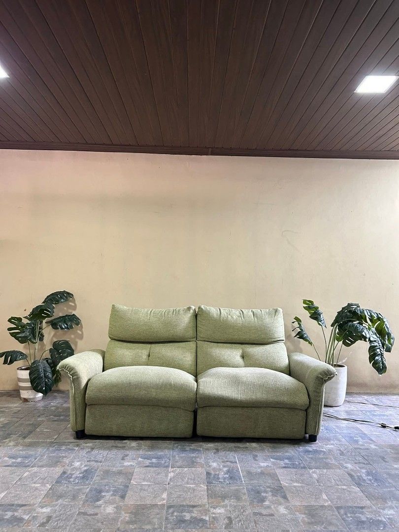 Reclining Sofa (Category: Sofas) located in Meycauayan. Submitted by marygracecasimiro (Listing ID 1443573420, Image 2). Description: Imported Automatic Reclining Sofa from Japan P14,800 lang mga suki 78x38x35in Automatic/ 220v Fabric/Light Green Fully Reclinable As-is nalang suki may issue lang konti sa foam pero goods n goods Deep clean n Santized Heavy Duty From Japan No issue Minor Scratch♥️ Loc: Angeles City Pampanga #RecliningSofa #Reclinab