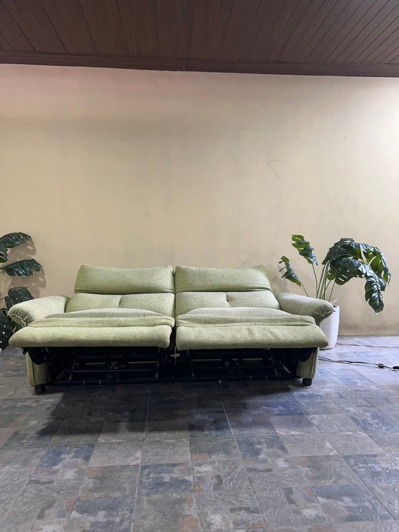 Reclining Sofa (Category: Sofas) located in Meycauayan. Submitted by marygracecasimiro (Listing ID 1443573420, Image 3). Description: Imported Automatic Reclining Sofa from Japan P14,800 lang mga suki 78x38x35in Automatic/ 220v Fabric/Light Green Fully Reclinable As-is nalang suki may issue lang konti sa foam pero goods n goods Deep clean n Santized Heavy Duty From Japan No issue Minor Scratch♥️ Loc: Angeles City Pampanga #RecliningSofa #Reclinab