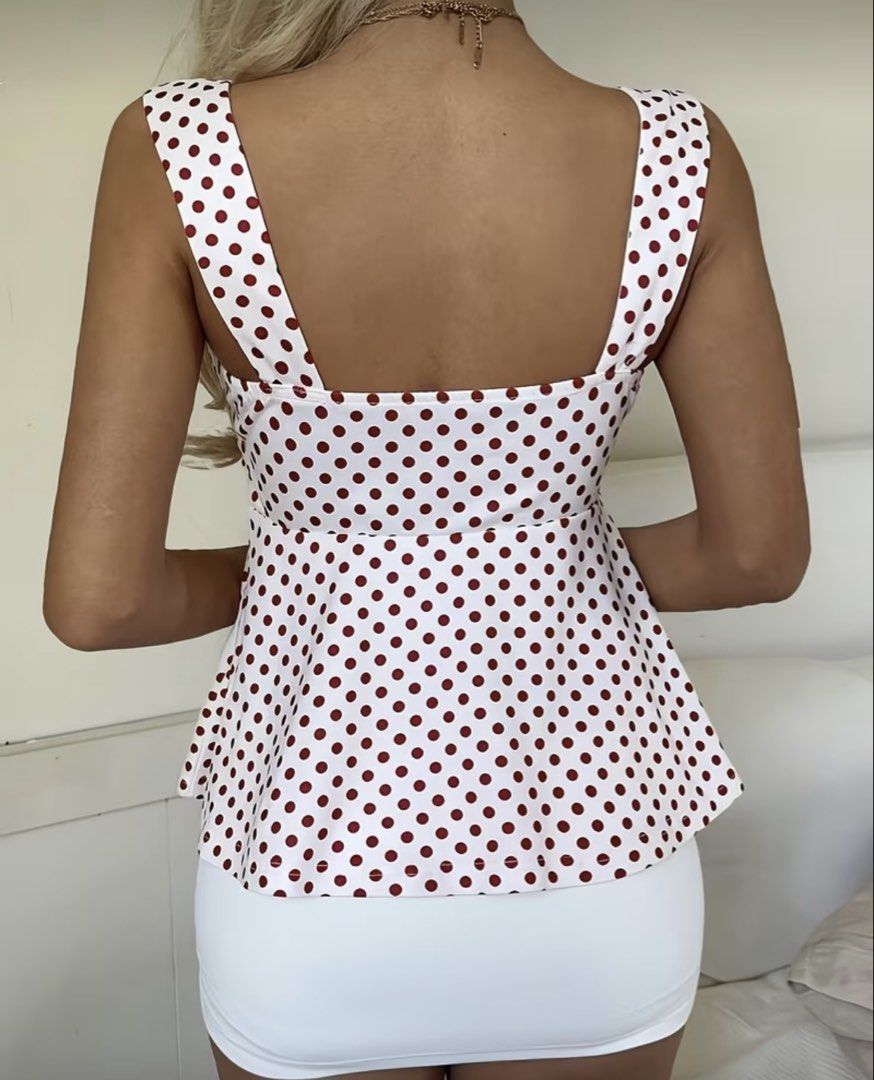Red polka summer top (Category: Sleeveless) located in Cebu City. Submitted by sleekschic (Listing ID 1443552839, Image 3). Description: S-M.