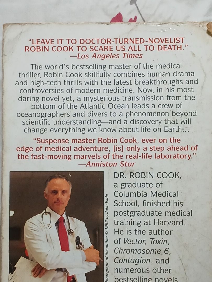 Robin Cook Abduction Medical (with freebies) (Category: Storybooks) located in Quezon City. Submitted by viegonzale67024 (Listing ID 1443656048, Image 2). Description: - Title: Abduction. (Medical thriller) - Plot begins with a mysterious transmission from the Atlantic Ocean - First time in print edition. A routine deep-sea expedition uncovers something that should not exist. Beneath the ocean's surface lies a discovery so extraordinary that it c