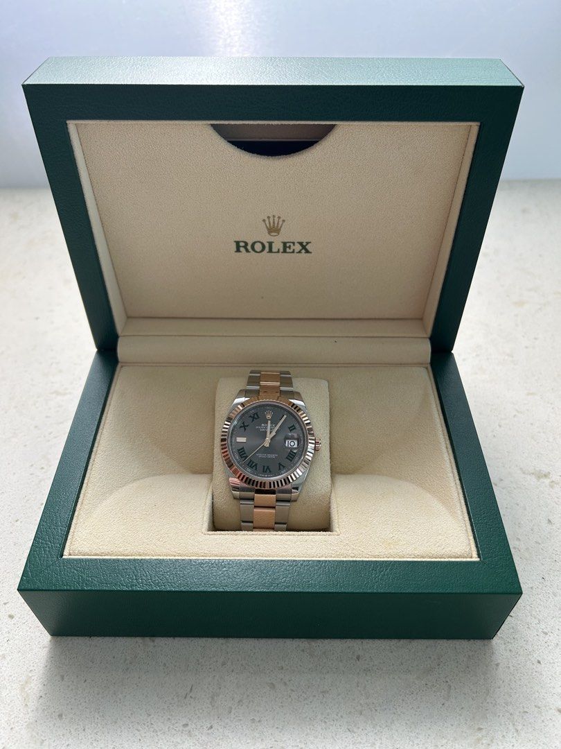 Rolex Datejust 41 Wimbledon Two-Tone (Category: Luxury Watches) located in San Juan City. Submitted by rhyswatchph (Listing ID 1443656179, Image 1). Description: Rolex Datejust 41 Wimbledon Two Tone 18K Rose Gold Fluted Bezel 126331 Year 2022 Full Set 1,025,000.