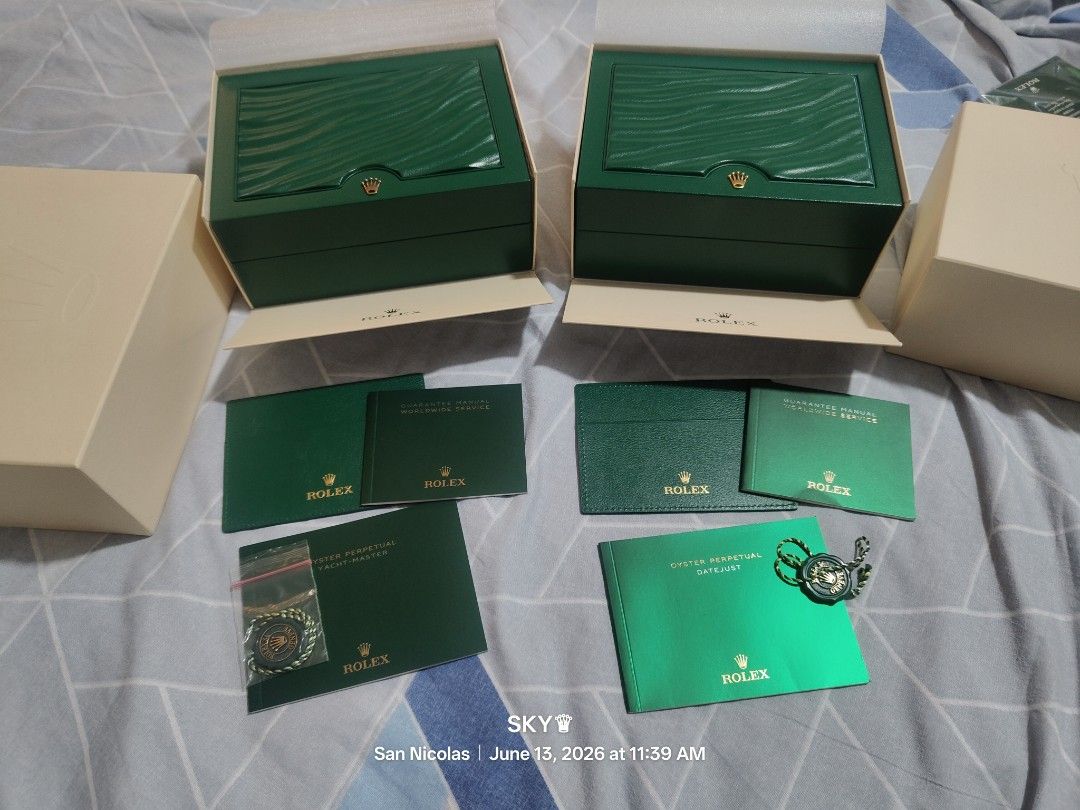 Rolex Watch Box set for Datejust and yatch master (Category: Luxury Watches) located in Quezon City. Submitted by sky_sale (Listing ID 1443630378, Image 2). Description: - Genuine Rolex watch boxes good condition authentic 35k each set.