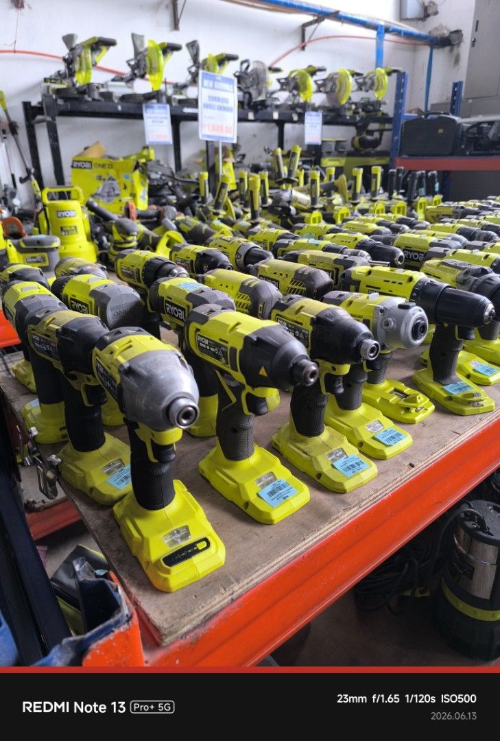 Ryobi Cordless Power Tools - Impact Drivers, Drills, Grinders (Category: Construction Tools & Equipment) located in Dasmarinas. Submitted by bossgabo (Listing ID 1443553327, Image 1). Description: - Variety of Ryobi cordless power tools available - Includes impact drivers, drills, angle grinders, and some jigsaw models - All tools are in good working order - Ideal for DIY projects and professional jobs - Get reliable and quality Ryobi gear.