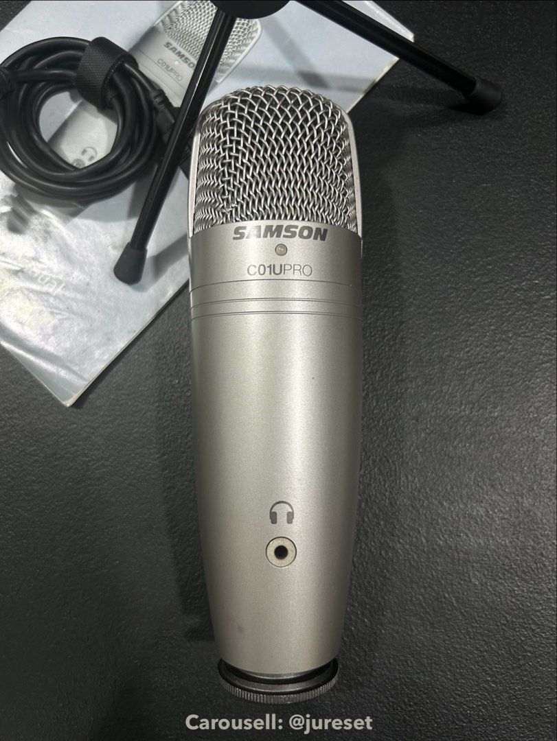 Samson C01U Pro USB Studio Condenser Microphone (Category: Microphones) located in Taguig. Submitted by jureset (Listing ID 1443386624, Image 2). Description: - No known functional issues - Needs a replacement mic stand mount (the part that attaches the mic to a stand), or you may use a shock mount instead - Mic has minor dents - USB cable ends have rust - Original mic stand mount (broken) and original box have both been discarded - Please purcha