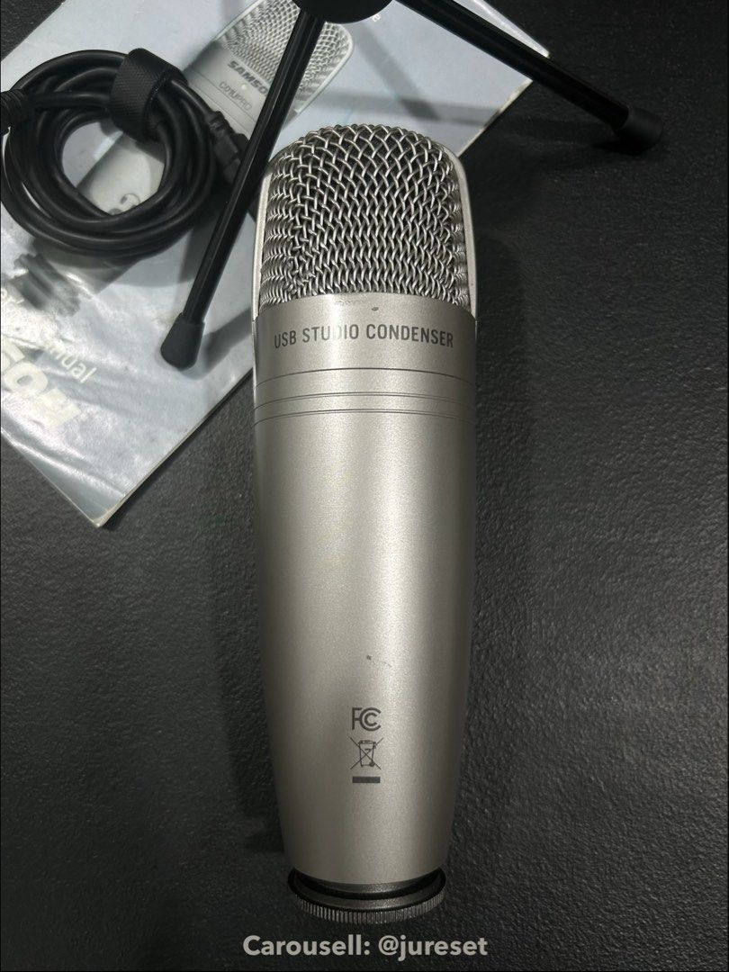 Samson C01U Pro USB Studio Condenser Microphone (Category: Microphones) located in Taguig. Submitted by jureset (Listing ID 1443386624, Image 3). Description: - No known functional issues - Needs a replacement mic stand mount (the part that attaches the mic to a stand), or you may use a shock mount instead - Mic has minor dents - USB cable ends have rust - Original mic stand mount (broken) and original box have both been discarded - Please purcha