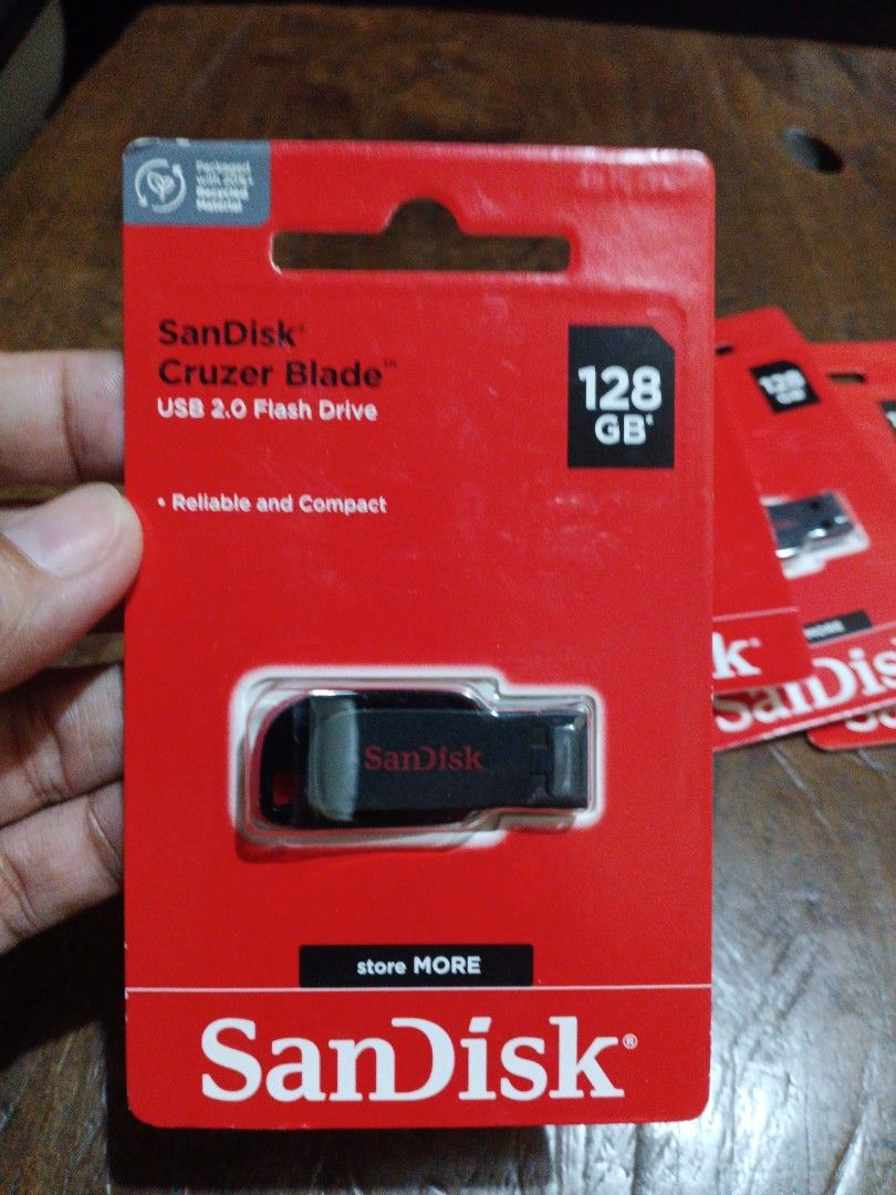 Original SanDisk 128GB OTG Flash Drive (Category: Hard Disks & Thumbdrives) located in Makati City. Submitted by bunnyvilleshoppe (Listing ID 1443572010, Image 1). Description: REPRICED The SanDisk Cruzer Blade 128GB is an ultra-compact, capless USB 2.0 flash drive renowned for its pocket-sized portability and reliable, plug-and-play file transfers. It is an excellent, inexpensive choice for carrying documents, music, and photos on the go, though