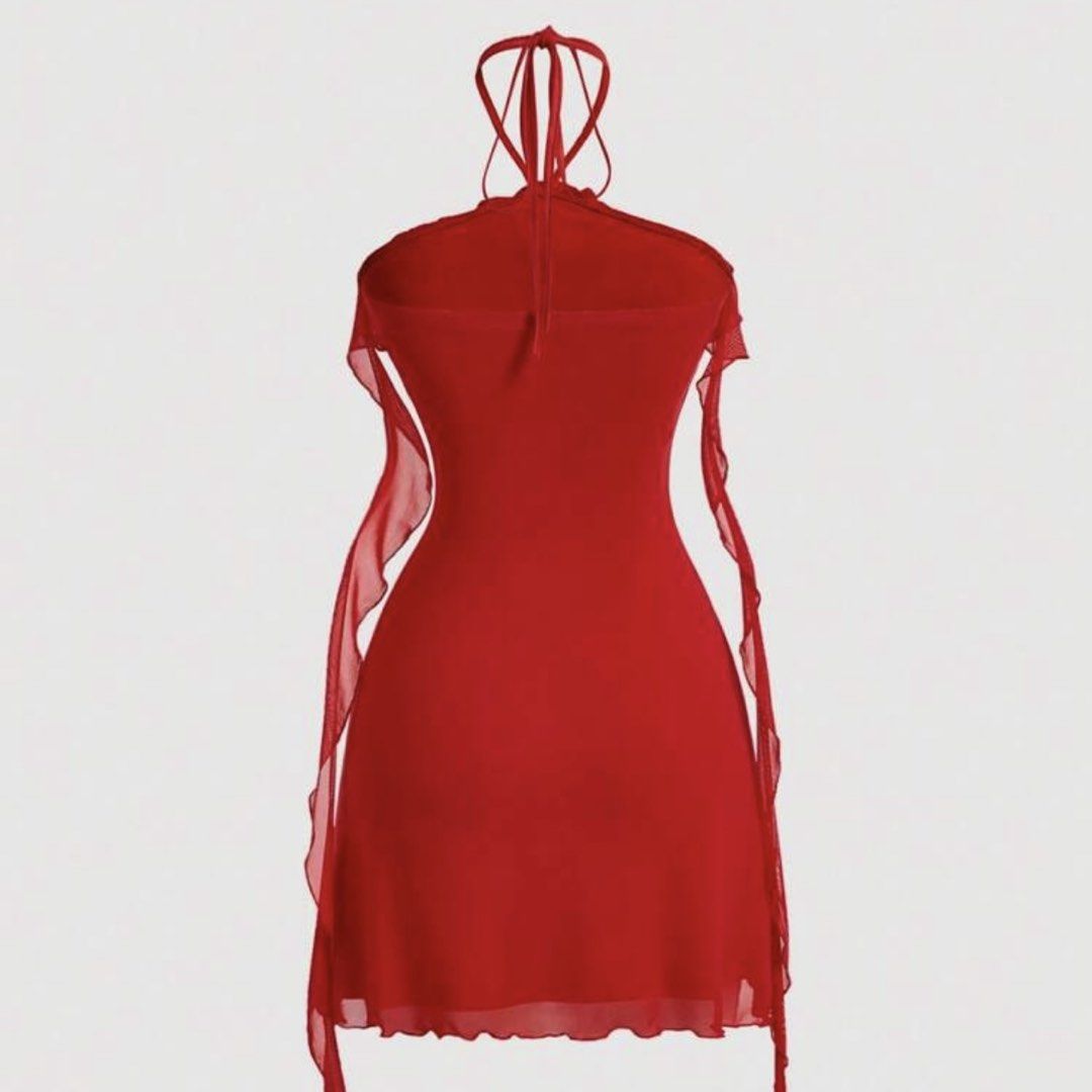 SHEIN Halter Ruffle Summer Red Dress (Category: Dresses) located in Quezon City. Submitted by oddatellier (Listing ID 1443522511, Image 2). Description: .