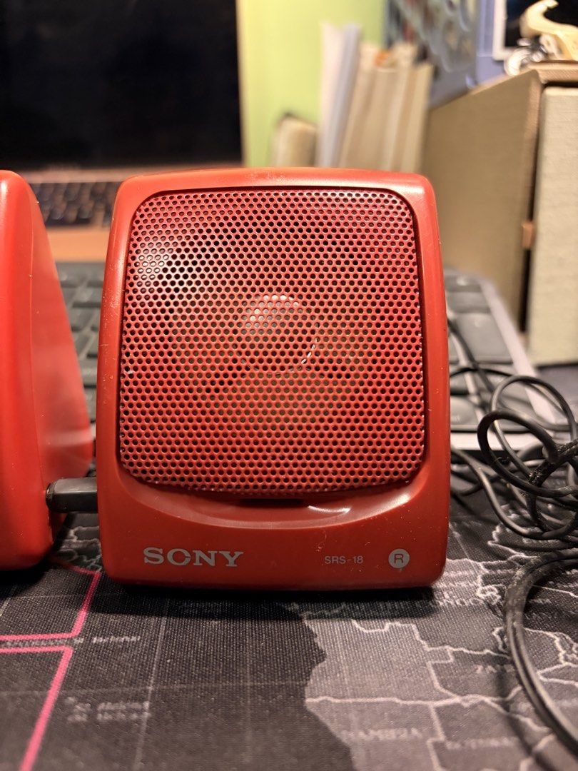 Sony SRS-18 Red Portable Computer Speakers (Category: Soundbars, Speakers & Amplifiers) located in Cavite. Submitted by marxvenn (Listing ID 1443663856, Image 3). Description: - Red Sony SRS-18 portable speakers - Connects via 3.5mm jack - Ideal for desktop setups or travel - Made in Korea - Can be used without batteries for computer setup Loc: Dasmarinas Cavite.