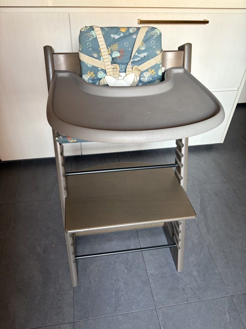 Stokke Tripp Trapp High Chair- Hazy grey (Category: Baby High Chairs) located in Singapore. Submitted by paperandi (Listing ID 1443587478, Image 1). Description: In good condition Color hazy grey Comes with all accessories on the chair in the photo What you see is what you get All authentic Stokke Price is firm Delivery can be arranged with a fee.