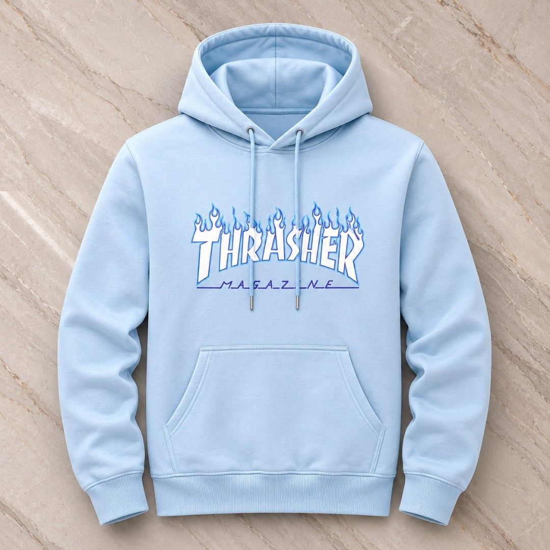 THRASHER ICY BLUE HOODiE SIZE MEDIUM (Category: Activewear) located in Batangas. Submitted by kuyacythrift (Listing ID 1441770659, Image 1). Description: need wash excellent condition color rate 9.5 size dimes and tags see photos Mode of payment payment first gcash BDO BANK TRANSFER.