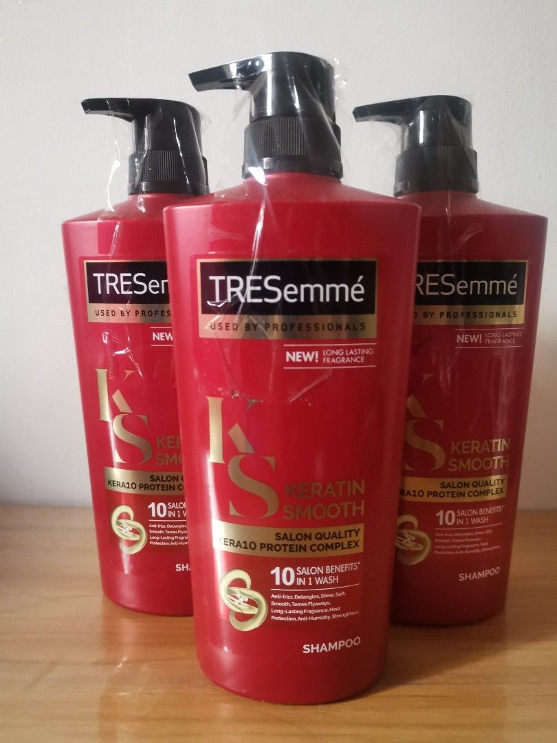 TRESemmé Keratin Smooth Shampoo 620ml (Category: Hair) located in Manila. Submitted by miriehlshoppe (Listing ID 1443573170, Image 1). Description: - TRESemmé Keratin Smooth Shampoo. - Salon-quality formula with Keratin Protein Complex. - Achieve 10 salon benefits in 1 wash. - Enjoy a long-lasting, pleasant fragrance. - Perfect for achieving smooth and manageable hair..