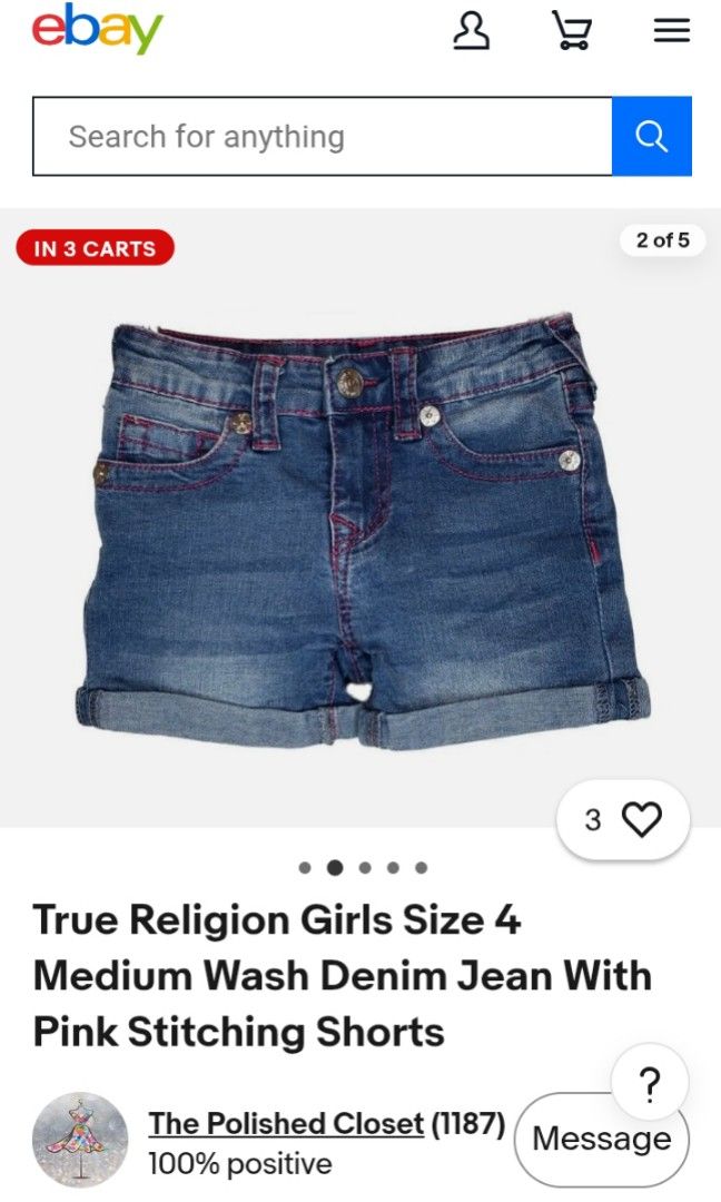 True Religion Womens Pink Shorts (Category: Shorts) located in Cebu City. Submitted by dexterjam (Listing ID 1443633827, Image 2). Description: Good as new Size 14 on tag Waistline: 30-32 Length: 12.5 Hem: 10 Issue: Paint stain See last Picture.