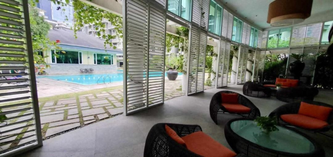 Two Serendra BGC Studio Unit with parking slot (Category: Apartments & Condos) located in Manila. Submitted by true.crischa (Listing ID 1443606606, Image 2). Description: Topmost Floor, corner unit 45 sqm with private balcony directly facing Market! Market! Parking slot - 12.5 sqm conveniently located close to elevator.