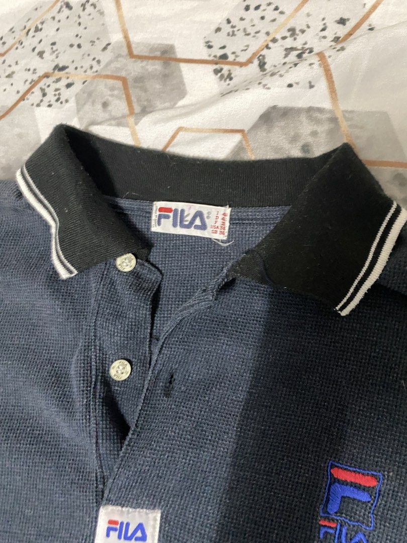 Vintage FILA Longsleeve Polo (Category: Tshirts & Polo Shirts ) located in Manila. Submitted by ssur_985 (Listing ID 1443658430, Image 2). Description: Size: XL Color: Navy Blue Dimensions (Inches): Length: 29 Width: 23 Color Rate: 8/10 Issues - No tags 450 PLUS SF.