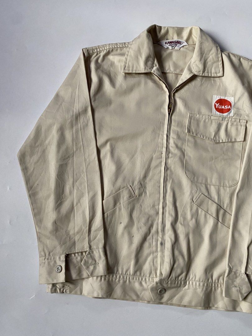 Vintage Kawasaki Workwear Jacket (Category: Coats, Jackets and Outerwear) located in Baguio. Submitted by the_gunstore (Listing ID 1443541251, Image 3). Description: Size tagged: M Issue: Stains, Missing Button (1) Width:20 Length:24 Shoulder:16 Sleeve:21.