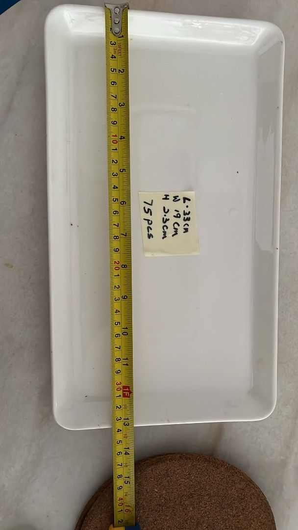 White Rectangular Serving Tray - 75 pcs (Category: Dinnerware & Cutlery) located in Singapore. Submitted by joon3341 (Listing ID 1443582334, Image 1). Description: - Set of 75 white rectangular serving trays - Dimensions: 23cm (L) x 19cm (W) x 2.5cm (H) - Stackable design for convenient storage - $5 each white plate.