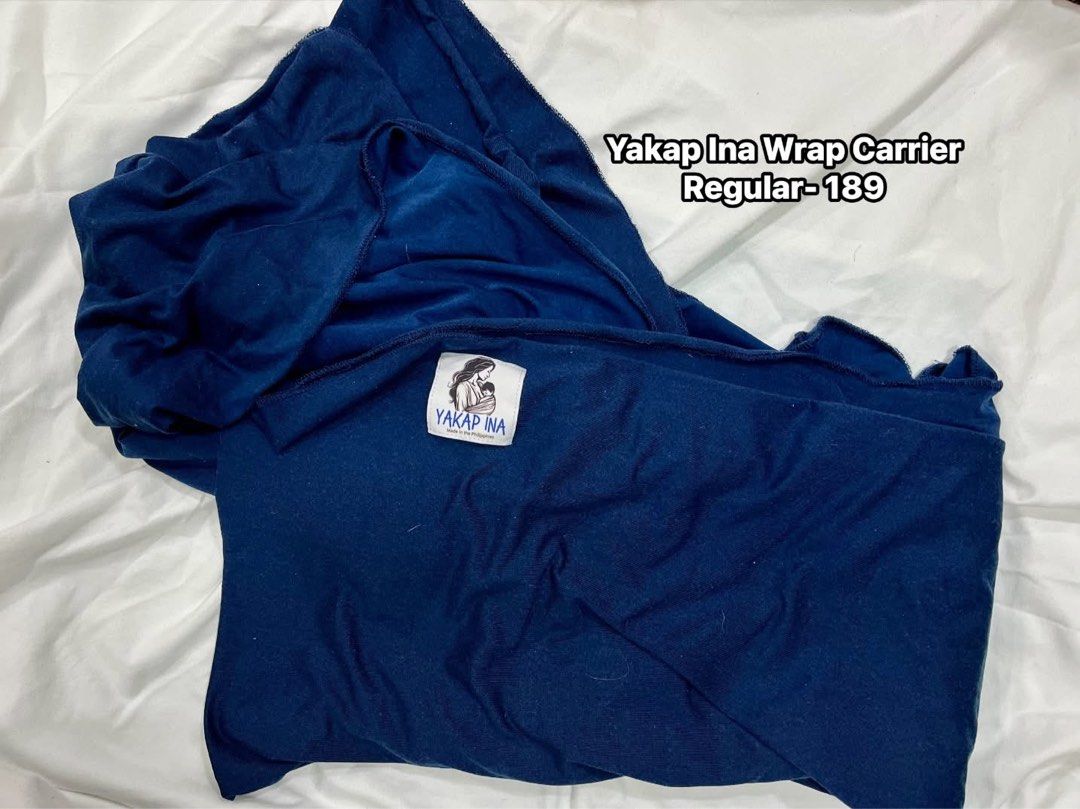Yakap Ina Wrap Carrier Regular (Category: Carriers & Slings) located in Manila. Submitted by jonaguevarra (Listing ID 1443612940, Image 1). Description: - Yakap Ina wrap carrier - Color: Navy Blue - Size: Regular - Material: Soft and stretchy fabric for ultimate comfort - Features: Easy to use, hands-free carrying - Ideal for: Newborns and older babies.