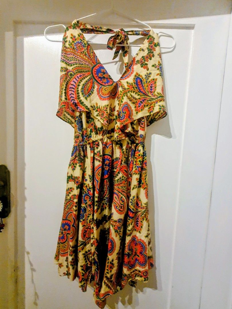 Zimmermann designer 100% silk halterneck paisley dress size 0 (Category: Women's Clothes) located in Balmain. Submitted by josephinaglover (Listing ID 1443399909, Image 1). Description: Zimmermann designer 100%silk dress stunning floaty silk paisley halterneck dress ruffles at the back elasticated waist size 0 (would fit 6-8) This dress is so beautiful, the photos really don't do it justice very comfortable to wear, the silk material feels so won