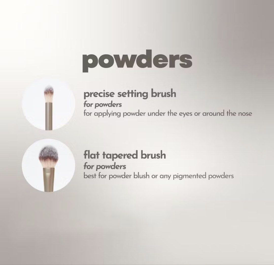 Absidy Precise Setting & Flat Tapered Powder Brush (Category: Makeup) located in Quezon City. Submitted by azifaire (Listing ID 1443862591, Image 1). Description: - Absidy Powder Brush Set (2 brushes) Brand New - Precise Setting Brush - Php 210 - Flat Tapered Brush - 245 - Shipping to be shouldered by the buyer (free j&t shipping if you buy both) GCash only (payment first basis) RFS: extra.
