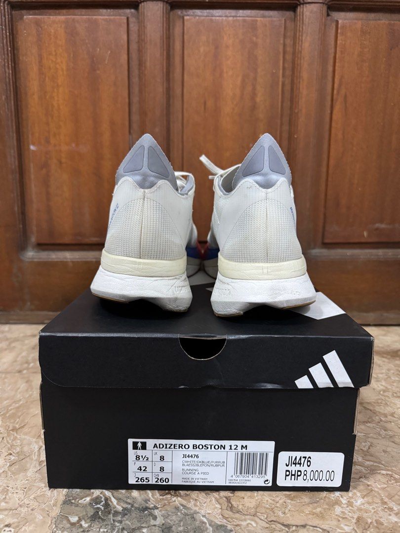 Adidas Boston 12 Running Shoes (Category: Sneakers) located in Pasig City. Submitted by jksonlineapparel.ph (Listing ID 1443861176, Image 2). Description: Boston 12 Running shoes with box Size: 8.5 Mens Needs cleaning Rfs: Declutter. .