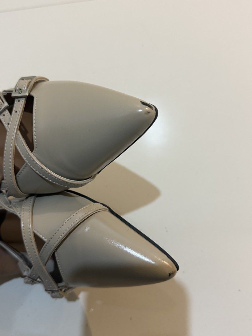 Alberto Beige Slingback Heels with Buckle Straps (Category: Heels) located in Manila. Submitted by declutterreset.ry (Listing ID 1443837824, Image 3). Description: - Size 9 wore twice - Elegant beige slingback heels - Pointed toe design - Multiple thin straps with small buckle accents - Adjustable ankle strap for a comfortable and secure fit - Low heel height for all-day wear - Minor scuffs present on toe tips and heels.